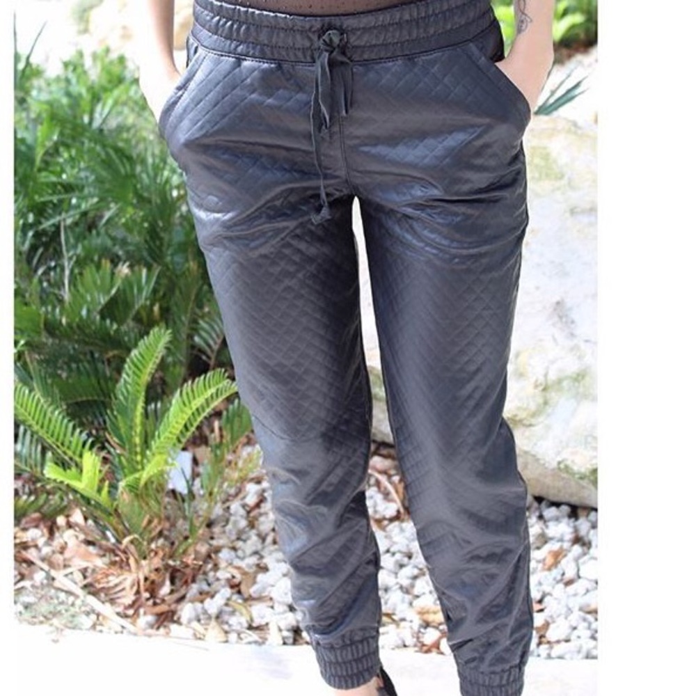 NWT black leather jogger pants!